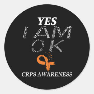 Crps Awareness Chronic Pain Orange Ribbon Rsd Crps Classic Round Sticker