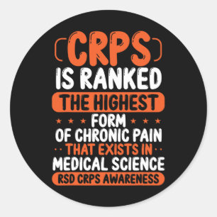 CRPS Awareness Chronic Pain Orange Ribbon RSD CRPS Classic Round Sticker