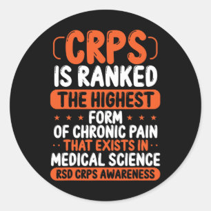 Crps Awareness Chronic Pain Orange Ribbon Rsd Crps Classic Round Sticker