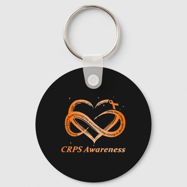 Crps Awareness Chronic Pain Orange Ribbon Rsd Crps Key Ring (Front)