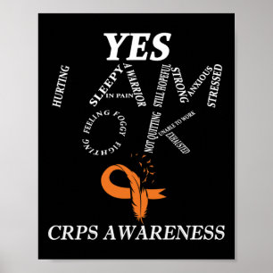 Crps Awareness Chronic Pain Orange Ribbon Rsd Crps Poster