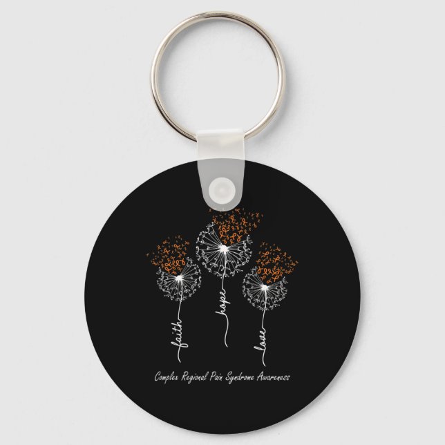 CRPS Awareness  Faith Hope Love Dandelion  Key Ring (Front)