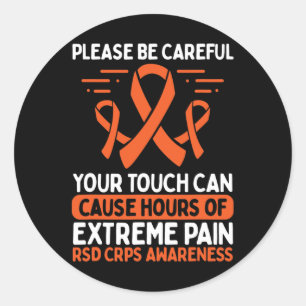 Crps Awareness Fighter Disease Rsd Warrior Orange  Classic Round Sticker