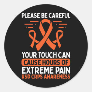 Crps Awareness Fighter Disease Rsd Warrior Orange Classic Round Sticker