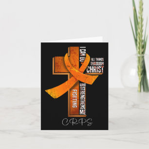 Crps Awareness Orange Ribbon Christian Cross Card
