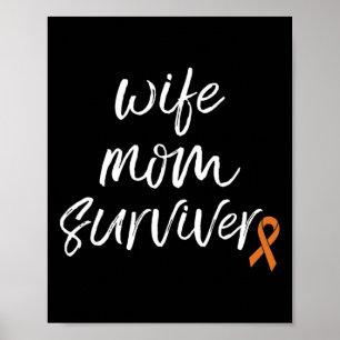 Crps Awareness Orange Ribbon Wife Mum Survivor  Poster