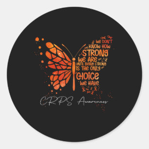 Crps Butterfly Orange Ribbon Crps Awareness  Classic Round Sticker