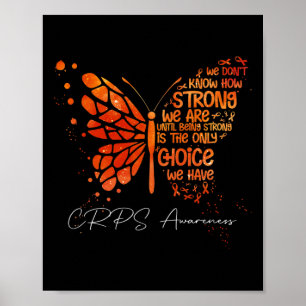 Crps Butterfly Orange Ribbon Crps Awareness  Poster