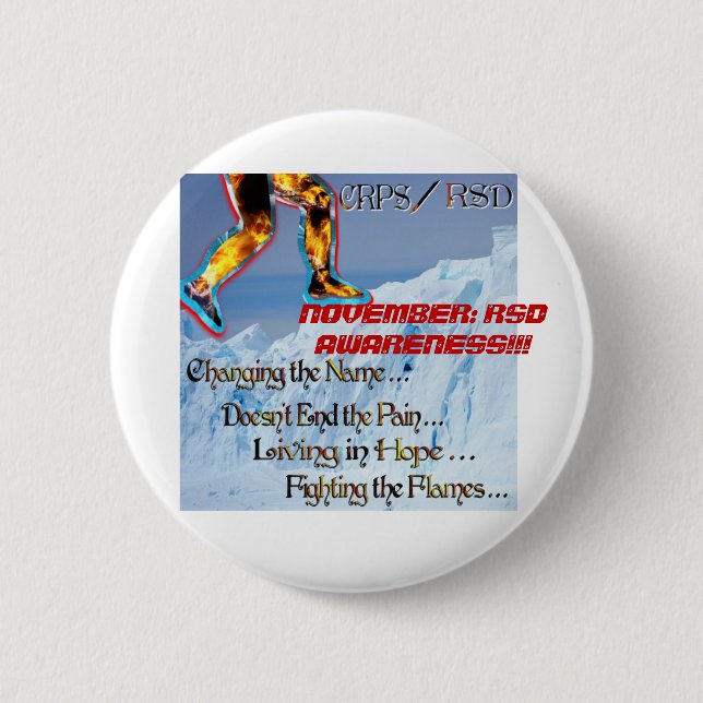CRPS RSD Leg 6 Cm Round Badge (Front)