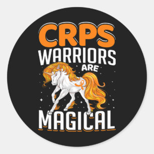Crps Warrior Are Magical Unicorn Orange Ribbon Awa Classic Round Sticker