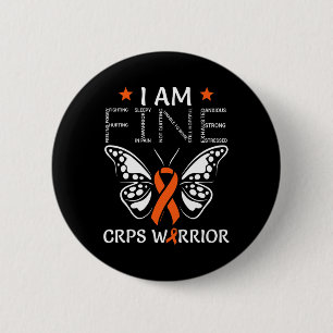 Crps Warrior I Am Fine Orange Ribbon Butterfly Rsd 6 Cm Round Badge