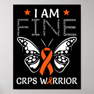 CRPS Warrior I Am Fine Orange Ribbon Butterfly RSD Poster