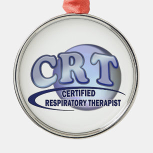 CRT CERTIFIED RESPIRATORY THERAPIST BLUE LOGO METAL TREE DECORATION
