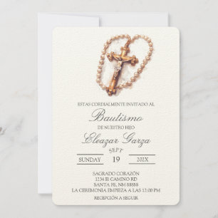 Crucifix baptism in spanish Invitation