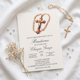 Crucifix baptism in spanish Invitation