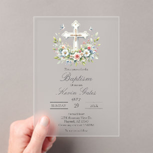 Crucifix baptismInvitation Acrylic Invitations
