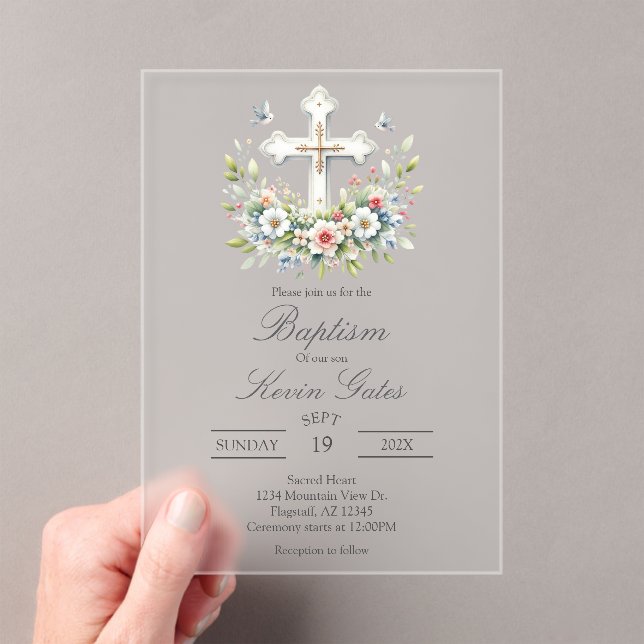 Crucifix  baptismInvitation Acrylic Invitations (Insitu (Handheld))