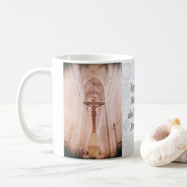 Crucifix behind the altar of the Batalha Monastery Coffee Mug (With Donut)