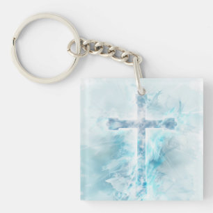 Crucifix Digital Art Key Ring