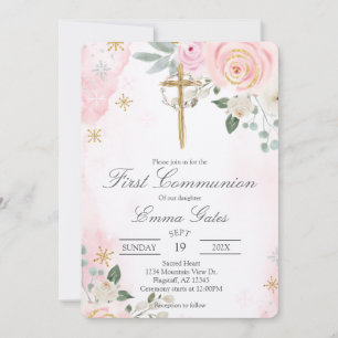 Crucifix first communion Invitation