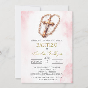 Crucifix Spanish baptism Invitation