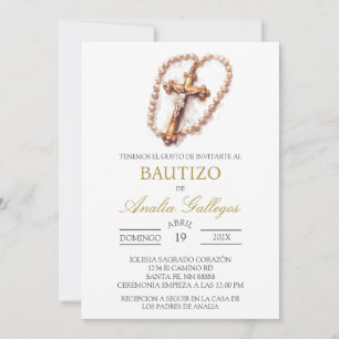 Crucifix Spanish baptism Invitation