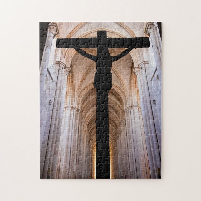 Crucifix with Jesus Christ. Gothic Alcobaca Abbey Jigsaw Puzzle (Vertical)