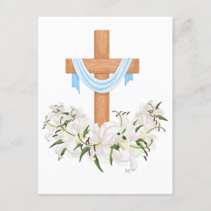 Crucifix With Lilies  Holiday Postcard