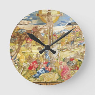 Crucifixion, 1609 (embroidery) round clock