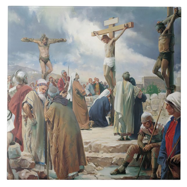 Crucifixion by Carl Bloch Ceramic Tile (Front)