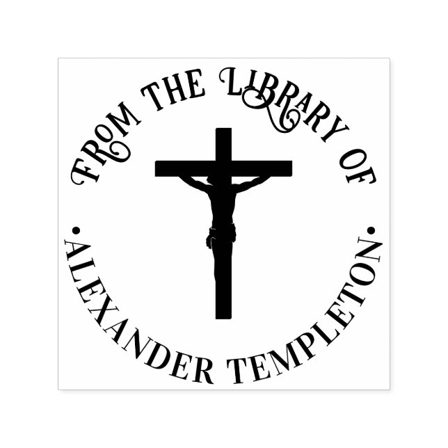 Crucifixion Cross Silhouette Library Book Name Self-inking Stamp (Design)