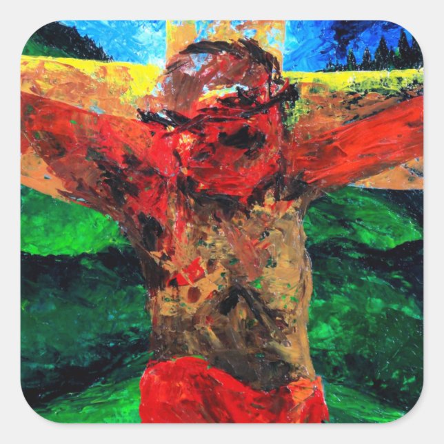Crucifixion- it is finished 2009 square sticker (Front)