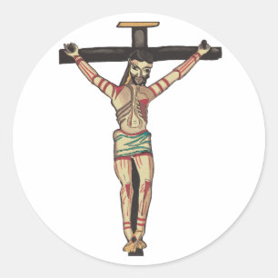  Crucifixion Jesus Christ Cross Watercolor art     Classic Round Sticker