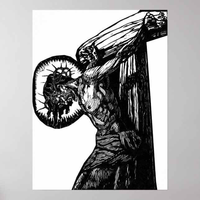 Crucifixion Of Christ Black and White Ilustration Poster (Front)