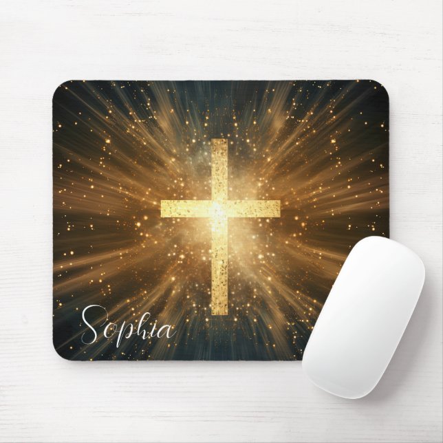 Crucifixion Of Jesus Glow Jesus Light Custom Name Mouse Pad (With Mouse)