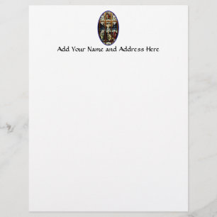 Crucifixion of Jesus stained glass window Letterhead Template