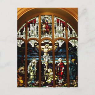 Crucifixion of Jesus Stained Glass Window Postcard