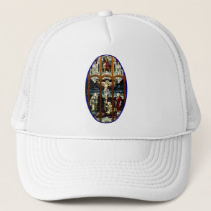 Crucifixion of Jesus stained glass window Trucker Hat