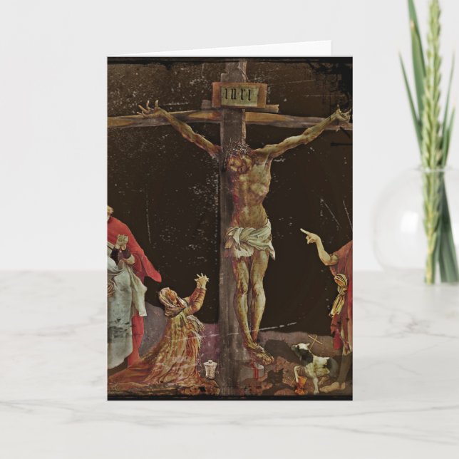 Crucifixion Saints at Jesus Feet Holiday Card (Front)