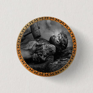 Crucifixion Scene Representing Jesus at His Final 3 Cm Round Badge