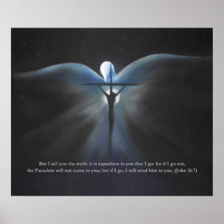 Crucifixion, with the Holy Spirit, with Scripture Poster