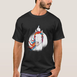 Crude Humor Funny Unicorn Middle Finger Sarcasm Ad T-Shirt