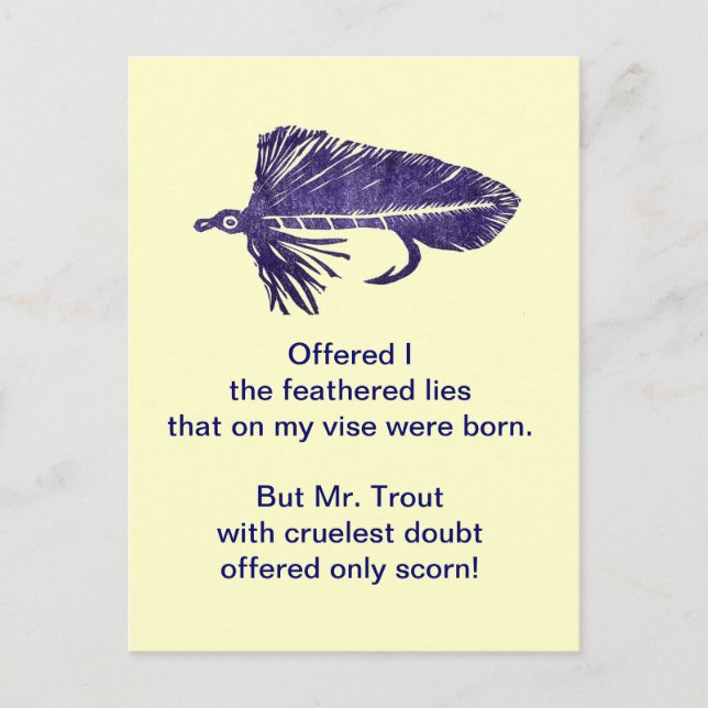 "Cruel Trout" Postcard "Purple Matuka" (Front)