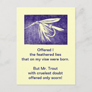 "Cruel Trout" Postcard "Purple Wet Fly"