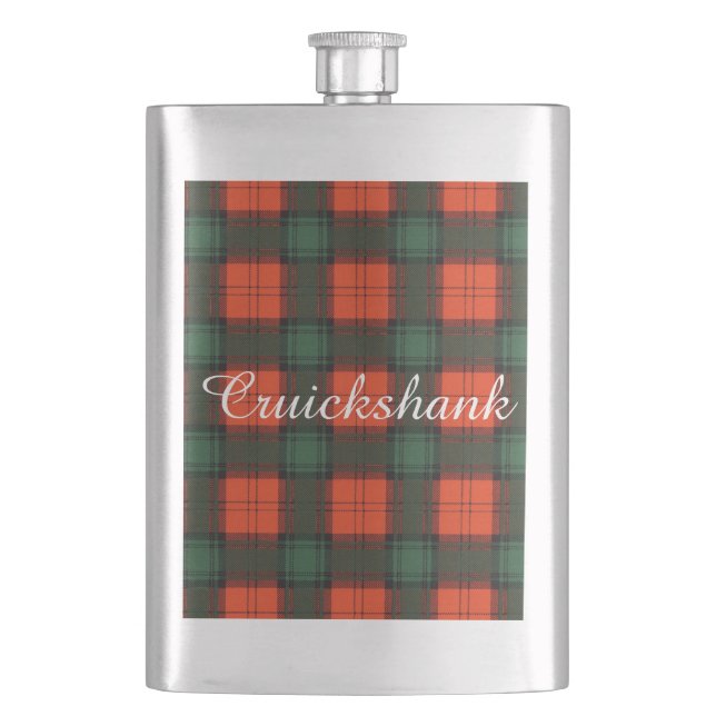 Cruickshank clan Plaid Scottish kilt tartan Hip Flask (Front)