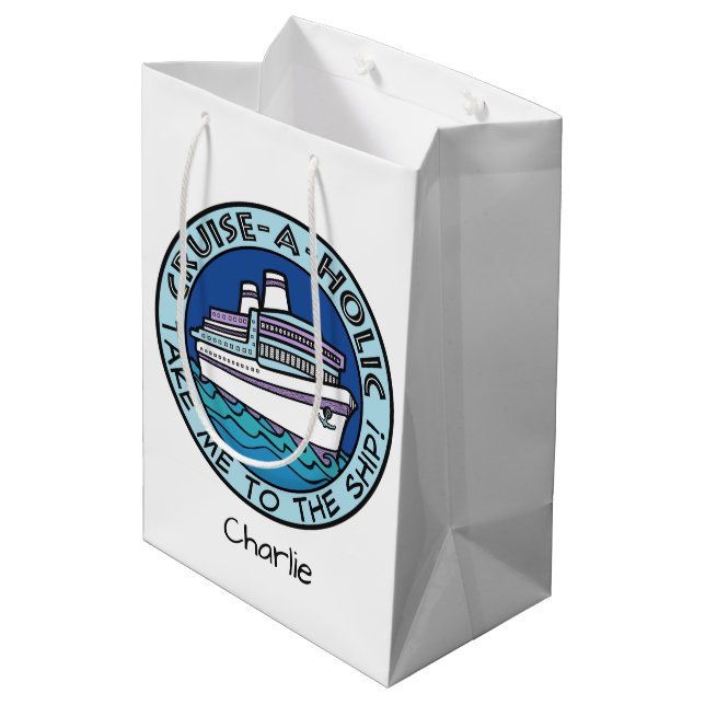 Cruise-A-Holic custom name gift bag (Back Angled)
