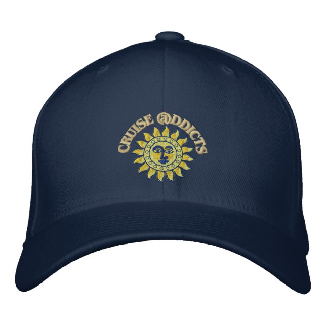 Cruise Addicts Embroidered Navy Flex-Fit Cap (Front)