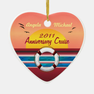 Cruise Anniversary - Sunset  Template Ceramic Tree Decoration