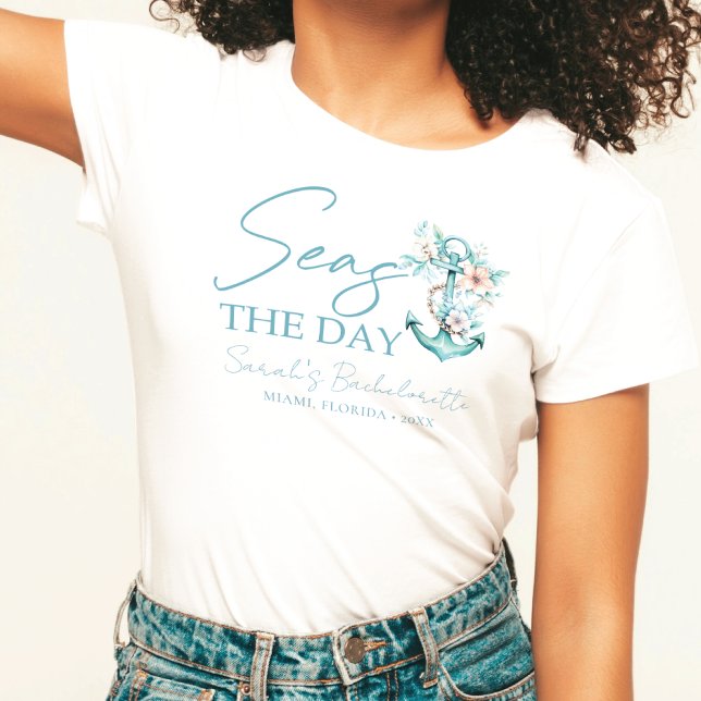 Cruise Bachelorette Personalised Seas the Day T-Shirt (Creator Uploaded)