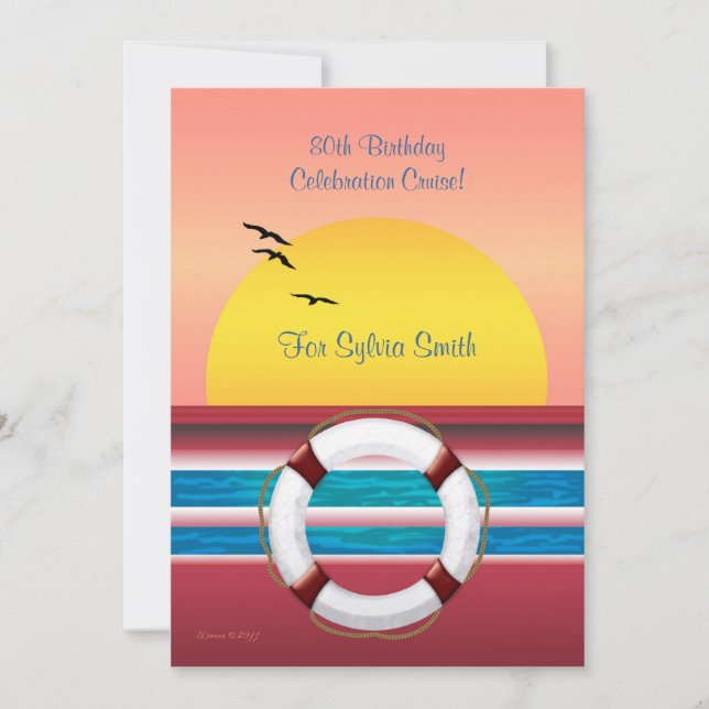 Cruise Birthday Invite - Sunset Design (Front)